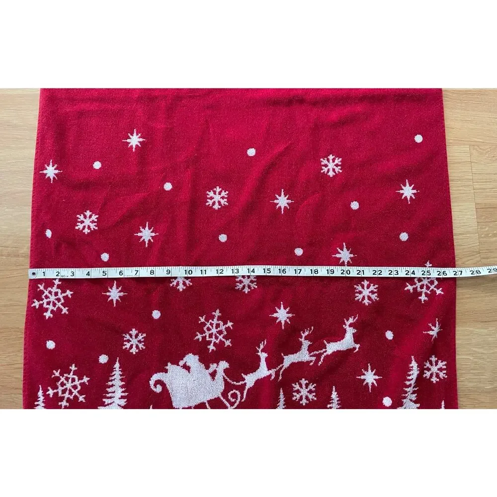 Deborah Connolly Designs 2 pc.set Bath Towels White & Red Christmas Santa Sleigh